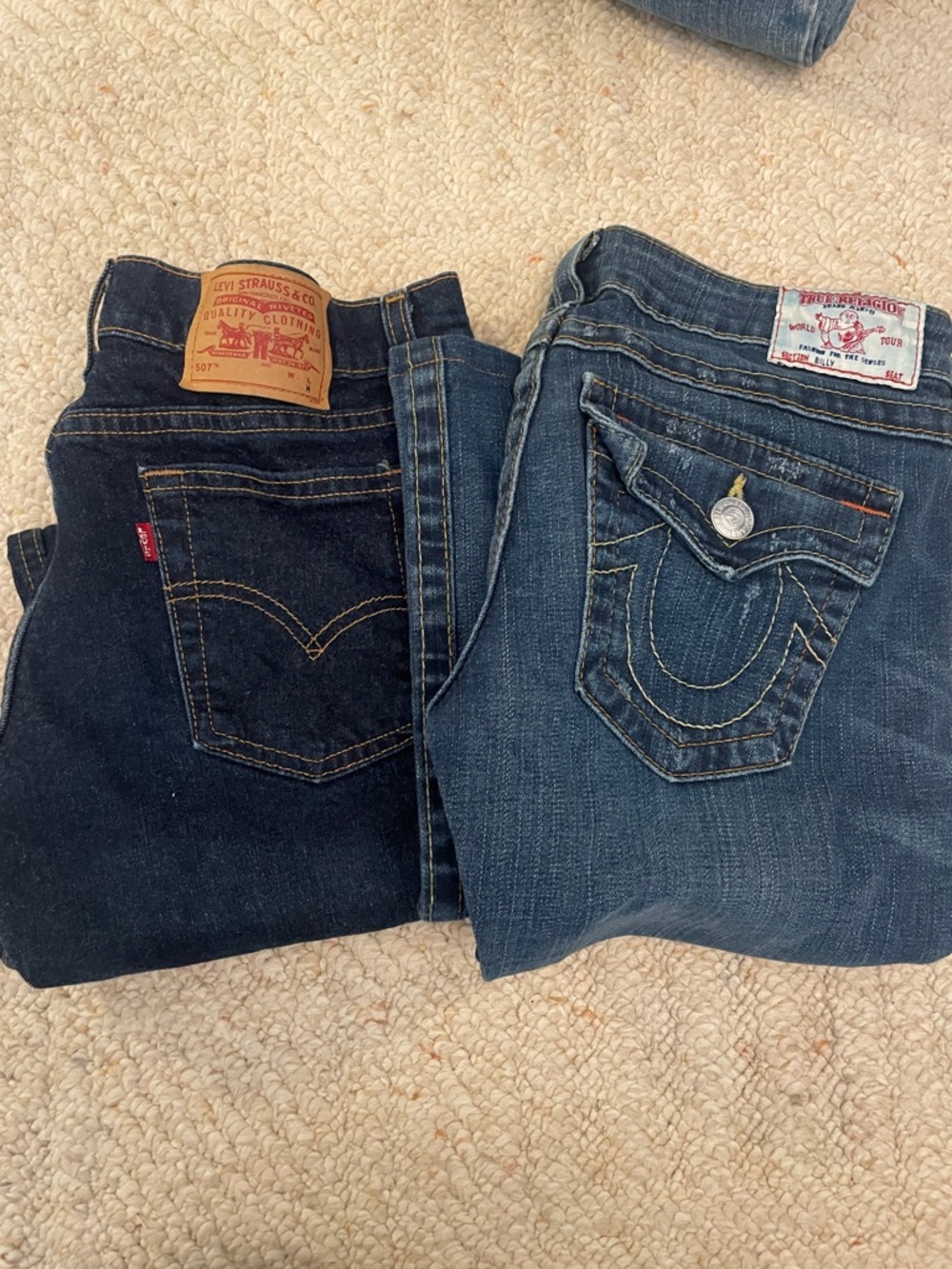 2PAIR OF JEANS TRUE RELIGION and LEVIS Sz 8/9